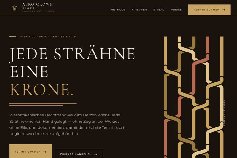 Screenshot of the Afro Crown Beauty website