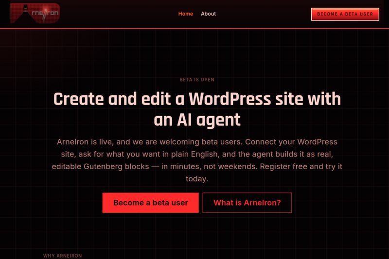 Screenshot of the ArneIron website
