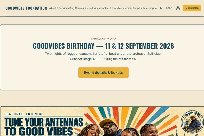 Screenshot of the GoodVibes Foundation website