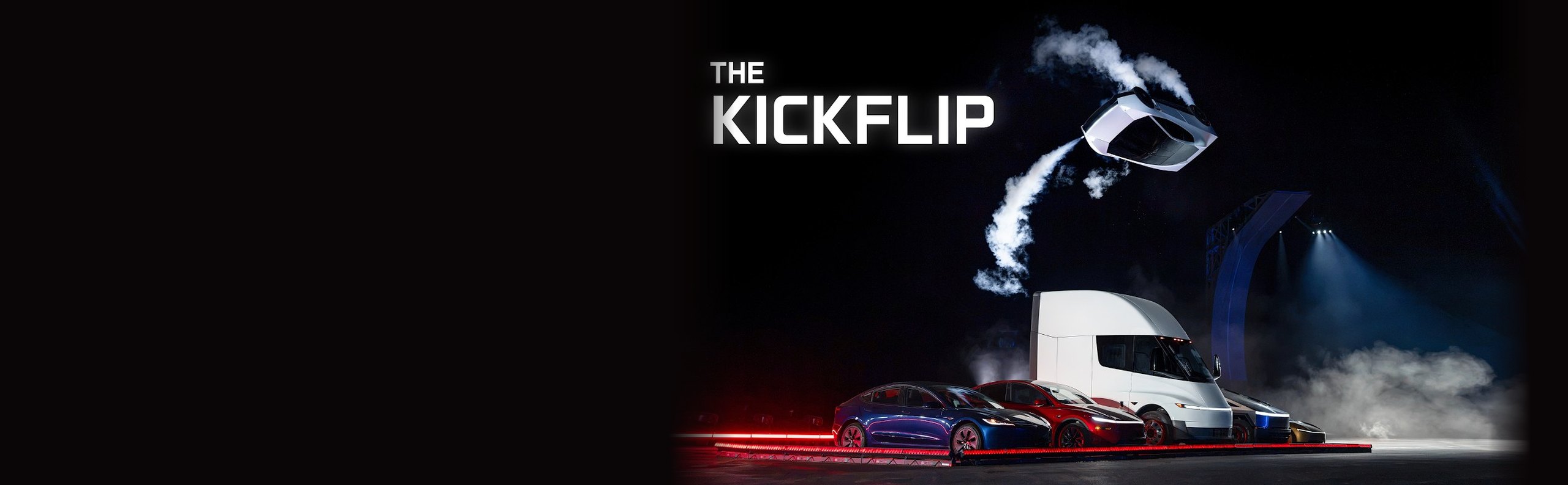 Tesla Roadster Kickflip demo: the Roadster flips over a Tesla Semi