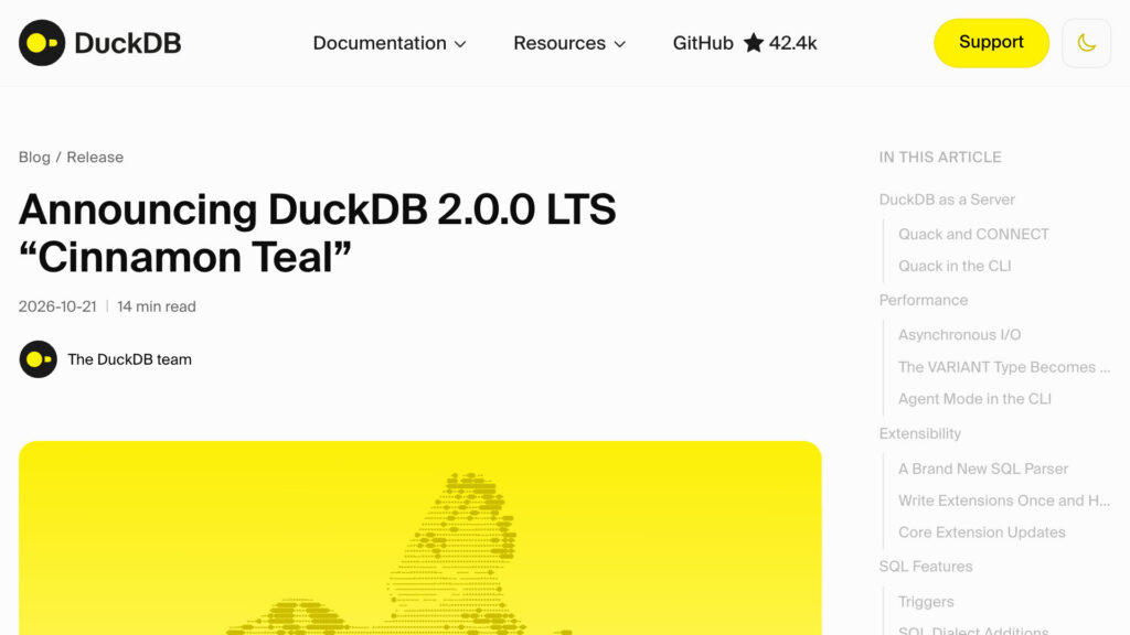 DuckDB 2.0 LTS: ajan modu geldi