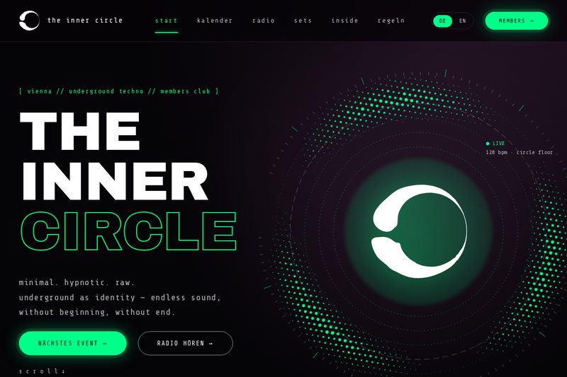 Screenshot of The Inner Circle website