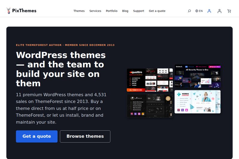 Screenshot of the PixTheme website