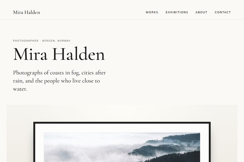 Screenshot of the Mira Halden demo website